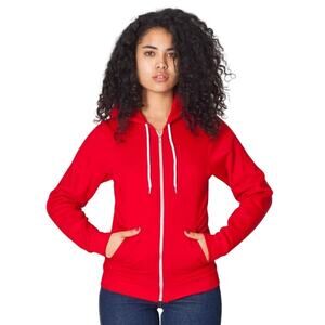 American Apparel Red Flex Fleece Zip Up Hoodie Unisex Sz XL